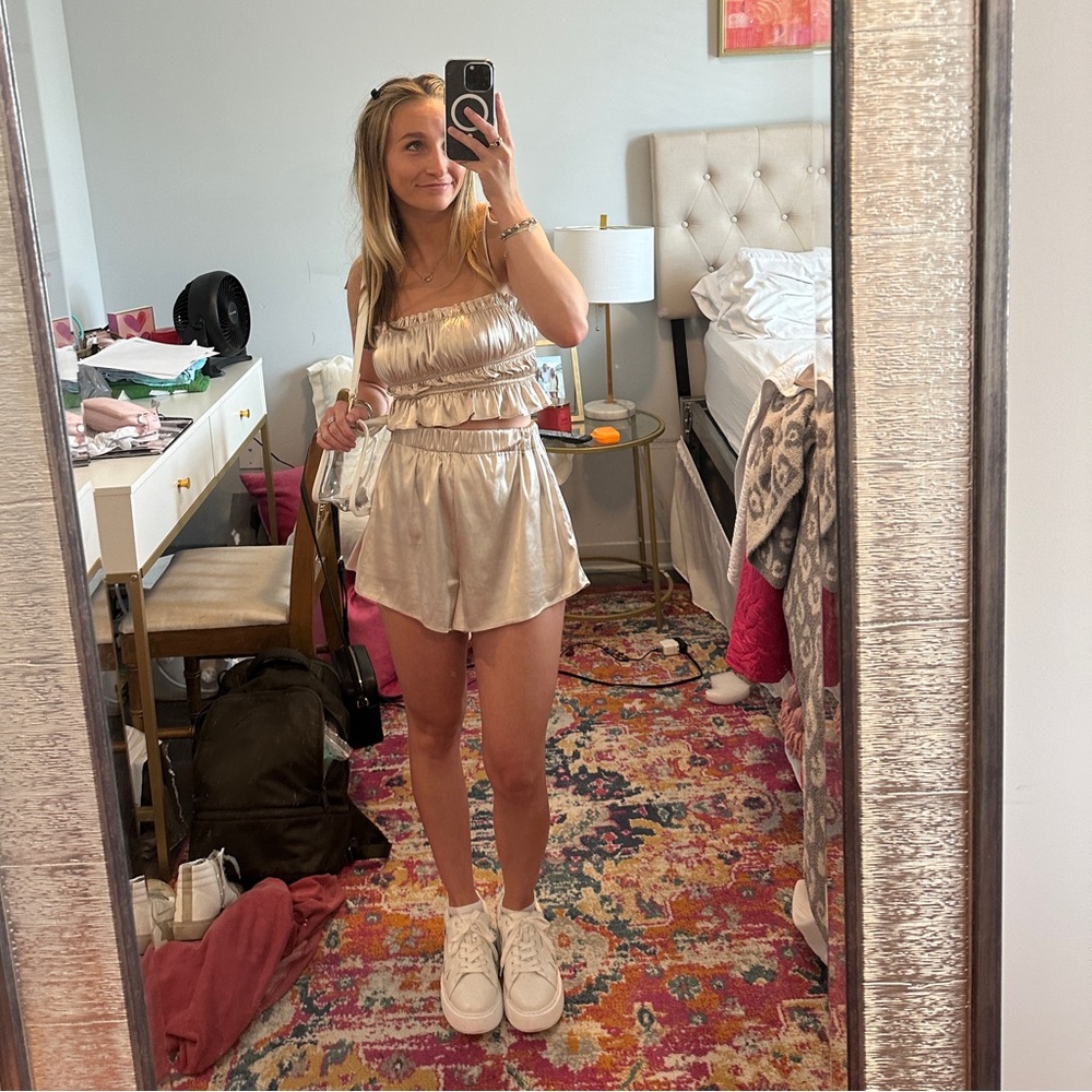 Lulu’s Gold Satin Short & Top Set